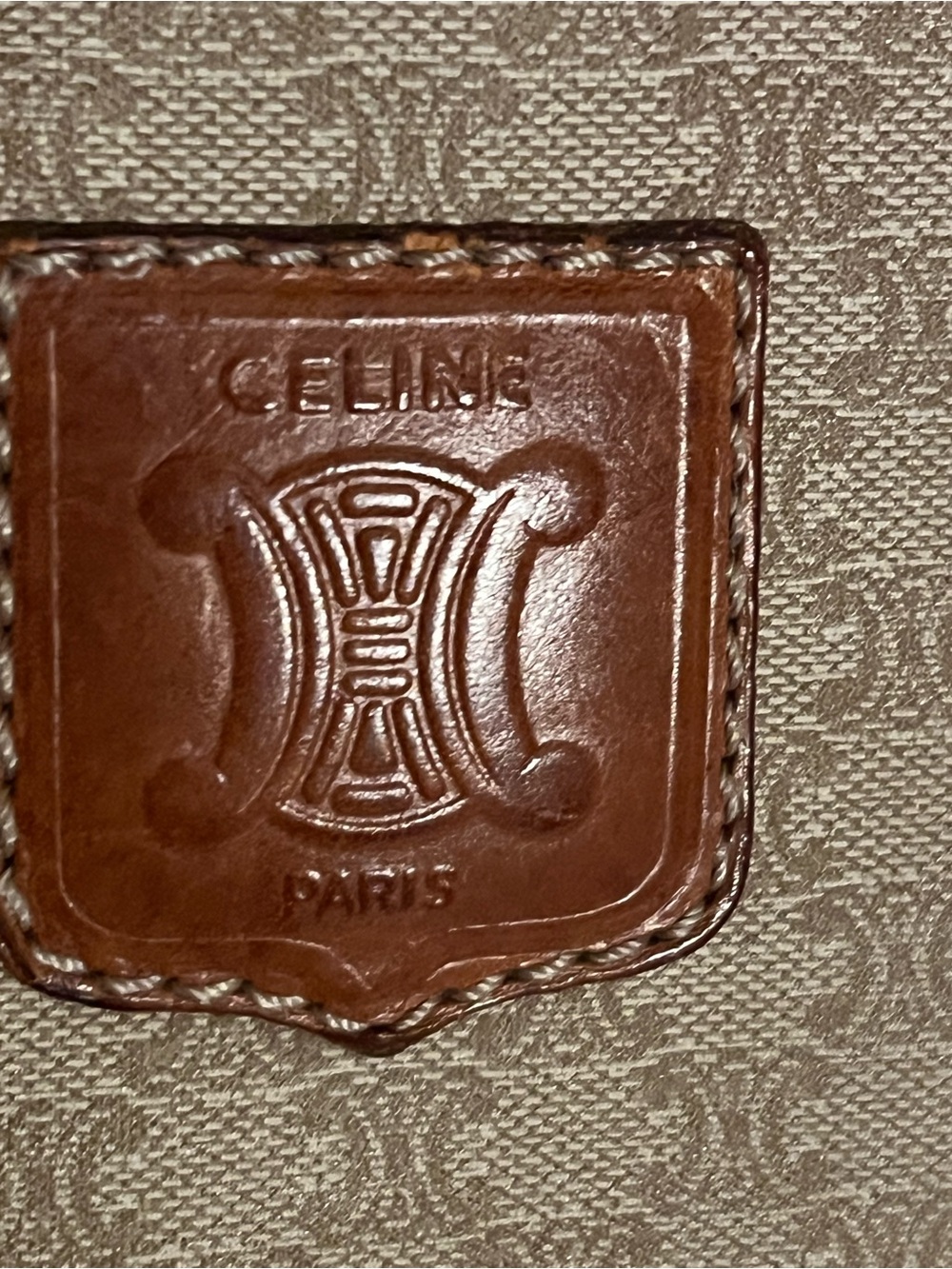 Celine Beige Monogram Tote with Brown Leather Trim - Picture 2 of 3